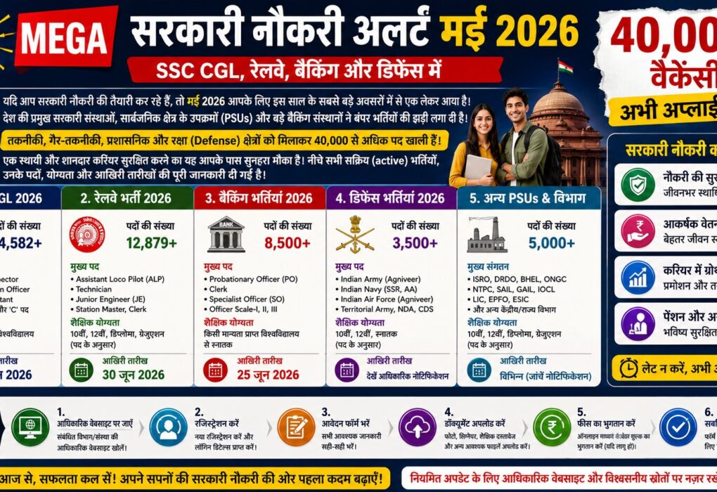 Mega सरकारी नौकरी अलर्ट मई 2026