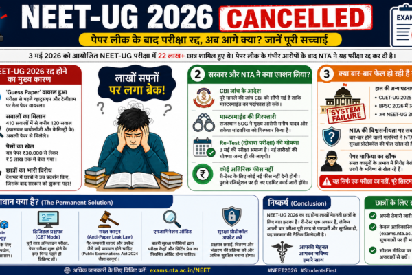 NEET-UG 2026 Cancelled लाखों छात्रों के साथ बड़ा धोखा! क्या पेपर लीक के पीछे कोई 'बड़ा नाम' है