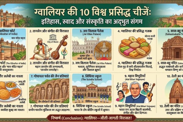 ग्वालियर (Gwalior) की उन 10 चीजों के बारे में जो पूरी दुनिया में मशहूर हैं।