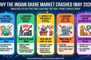 शेयर बाजार की गिरावट वाली फोटो लगाकर उसमें Share Market Crash May 2026