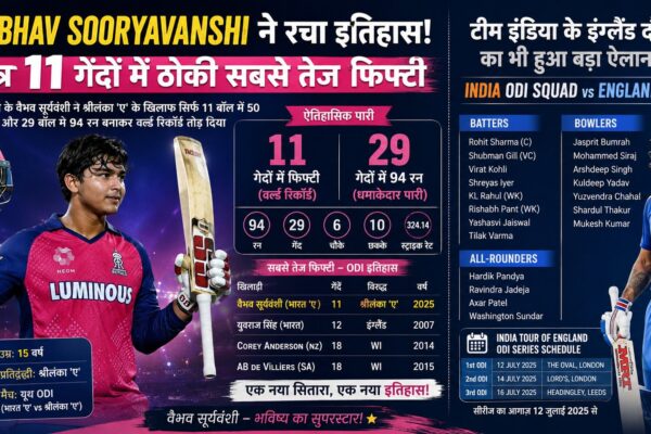 Vaibhav Sooryavanshi ने रचा इतिहास! मात्र 11 गेंदों में ठोकी सबसे तेज फिफ्टी