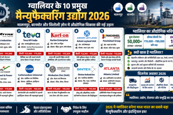 ग्वालियर के 10 प्रमुख मैन्युफैक्चरिंग उद्योग 2026