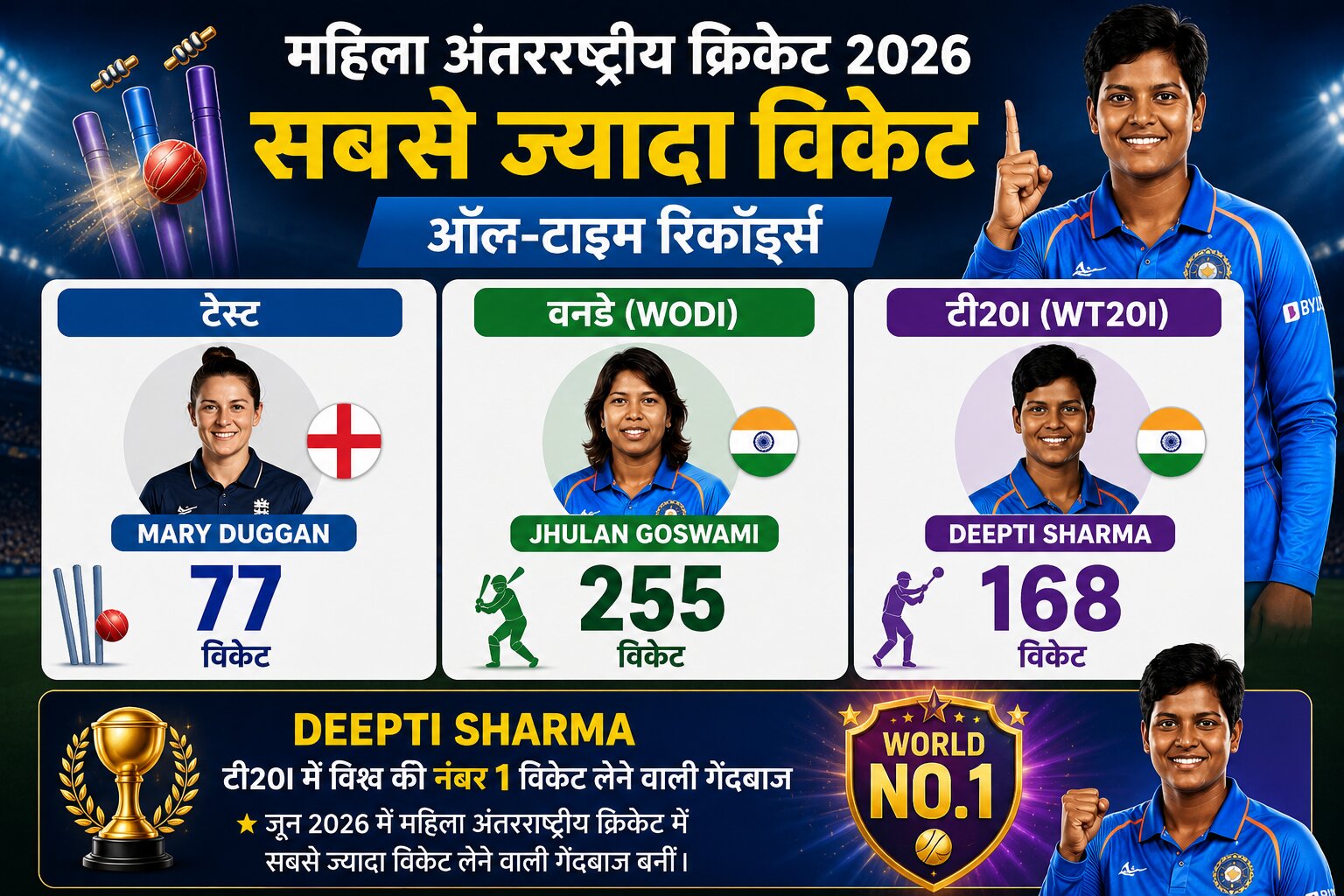 महिला क्रिकेट में सबसे ज्यादा विकेट