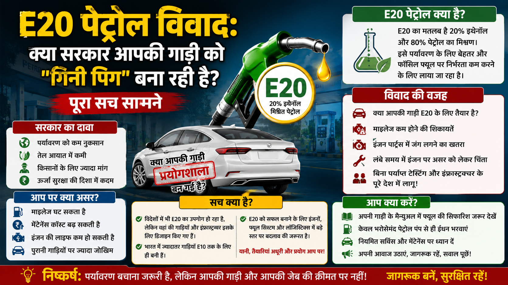 E20 पेट्रोल इथेनॉल ब्लेंडिंग विवाद भारत
