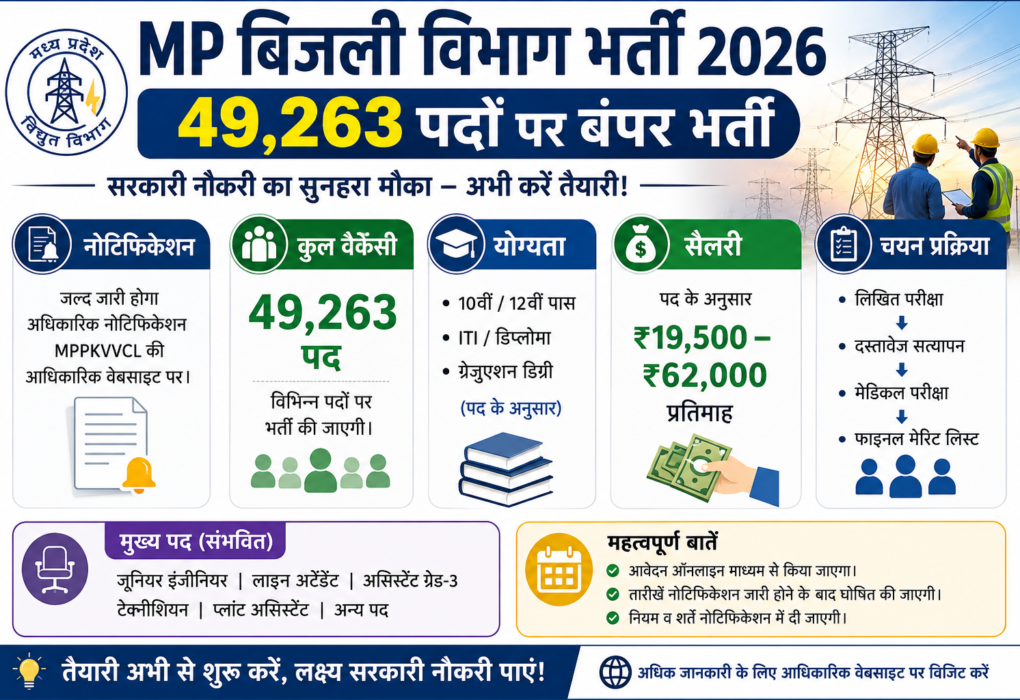 MP Bijli Vibhag Bharti 2026