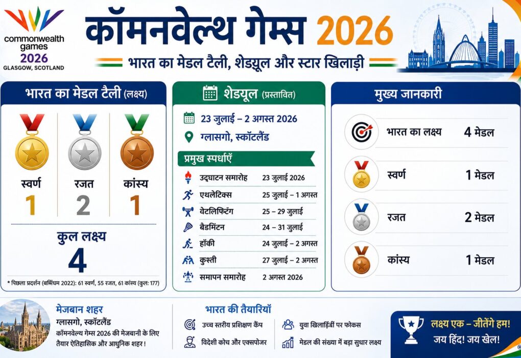 कॉमनवेल्थ गेम्स 2026 मेडल टैली