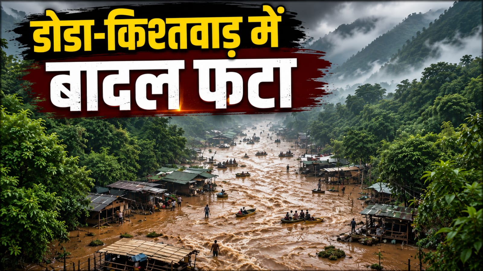 डोडा किश्तवाड़ हाईवे पर बादल फटने से मलबे में दबी गाड़ियां