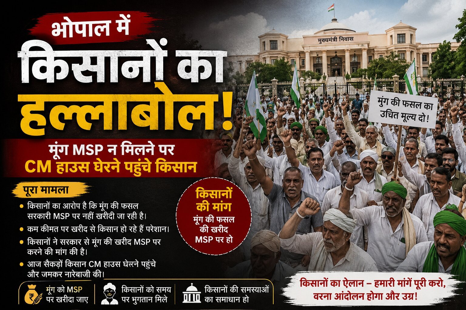 मूंग MSP किसान आंदोलन भोपाल