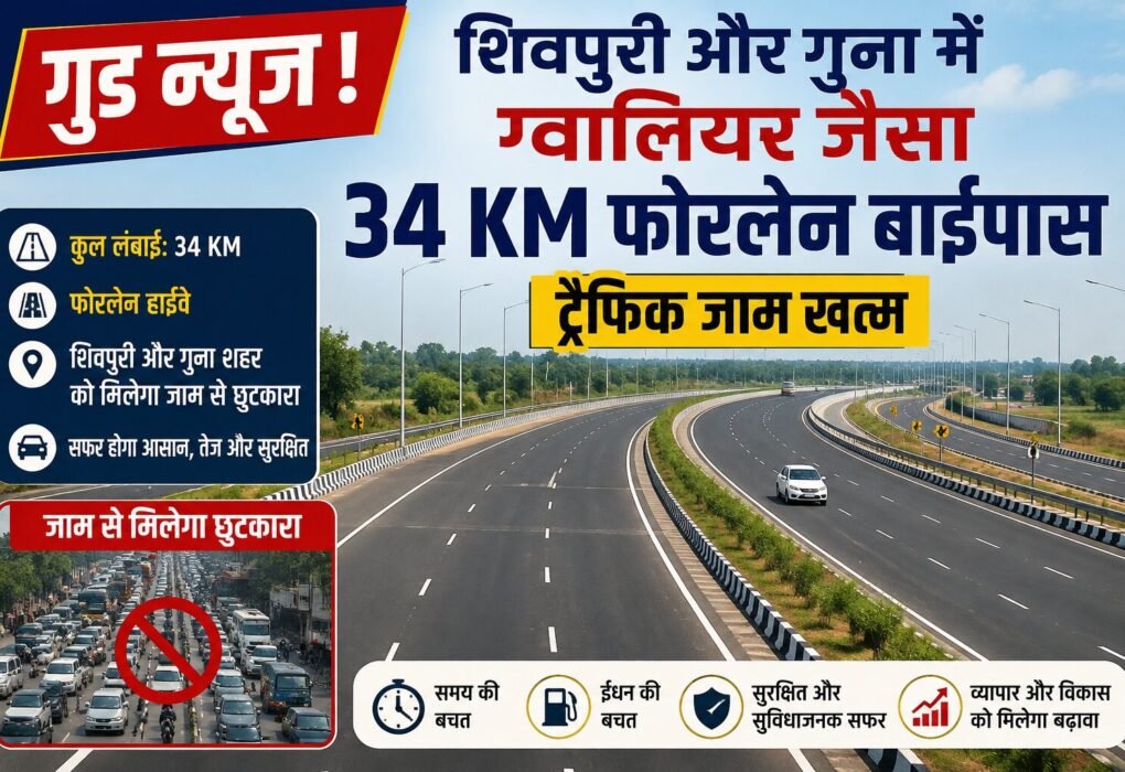 शिवपुरी गुना 34 KM फोरलेन ईस्टर्न बाईपास 2026