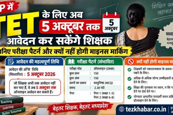 MP TET आवेदन 5 अक्टूबर