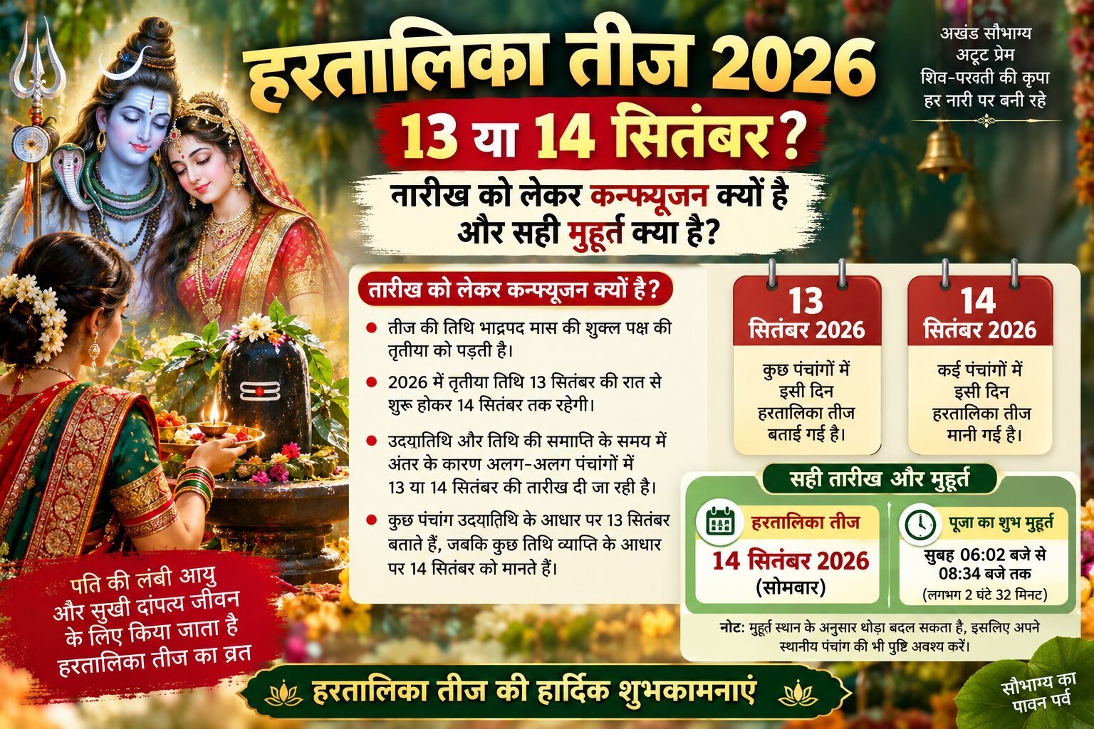 हरतालिका तीज 13 या 14 सितंबर