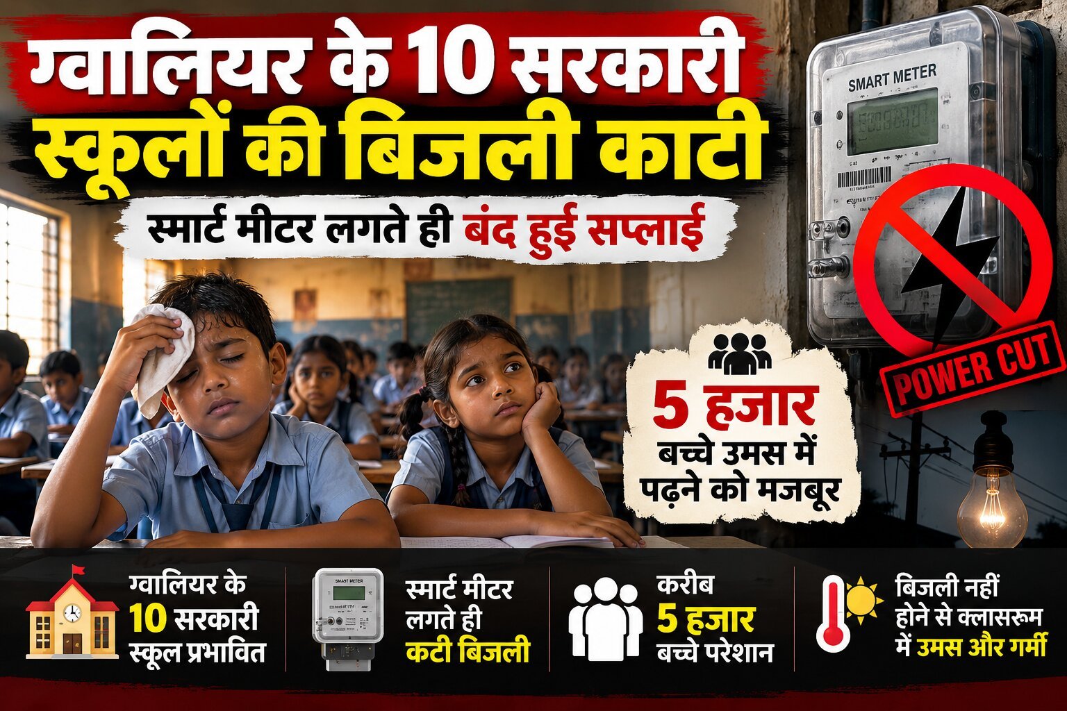 10 सरकारी स्कूलों की बिजली गुल