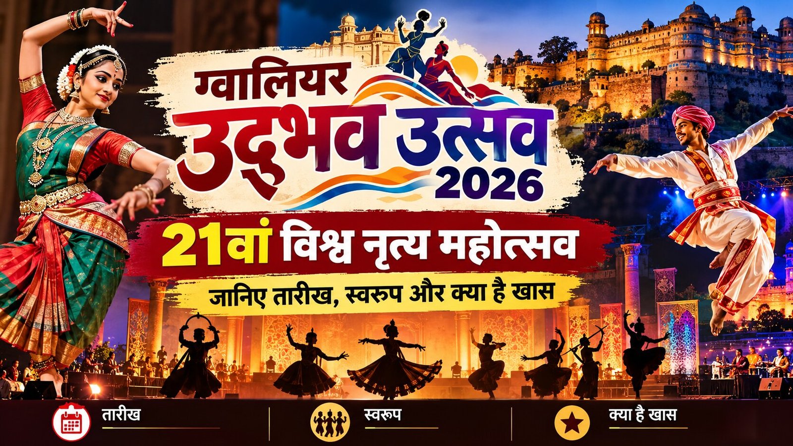 ग्वालियर उद्भव उत्सव 2026 में लोक नृत्य प्रस्तुति