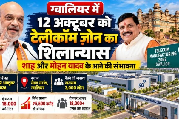 ग्वालियर में टेलीकॉम मैन्युफैक्चरिंग ज़ोन के शिलान्यास कार्यक्रम की तैयारी