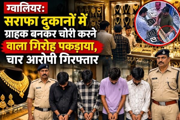ग्वालियर सराफा दुकान में CCTV कैमरा और सोने के गहने